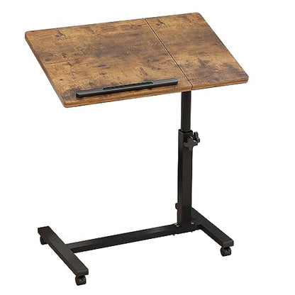 TigerDad Adjustable Overbed Table with Wheels, Rolling Laptop Bed Desk for Home Hospital Use, Height & Tilt Adjustable Mobile Table for Eating, Working, Reading in Bed or Sofa