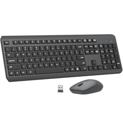 Wireless Keyboard and Mouse Combo, Full-Size Silent Ergonomic Keyboard and Optical Mouse, Long Battery Life, 2.4G Lag-Free Mice Keyboard for Computer, Mac, Laptop, PC, Windows(Gray) - color: Gray