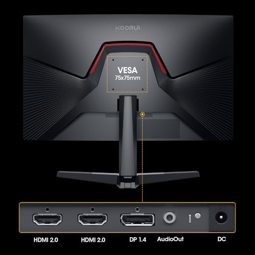 KOORUI 25 inch Curved Gaming Monitor 240Hz FHD 1080P, 1500R 1ms Display | Adaptive Sync, 90% DCI-P3, Eye Care, HDMI×2 and DP, VESA Mount, Tilt, FPS Gaming, Esports Players, Competitive Gaming - size: 25inch 240Hz/FHD/Curved