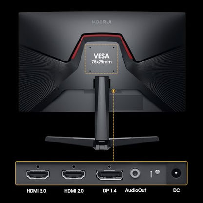 KOORUI 25 inch Curved Gaming Monitor 240Hz FHD 1080P, 1500R 1ms Display | Adaptive Sync, 90% DCI-P3, Eye Care, HDMI×2 and DP, VESA Mount, Tilt, FPS Gaming, Esports Players, Competitive Gaming - size: 25inch 240Hz/FHD/Curved