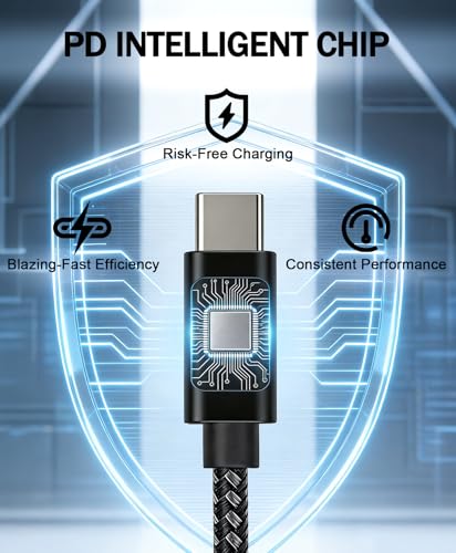 EP 240W USB C to USB C Cable (2-Pack, 6.6FT), USB-C Charge Cable, Braided Nylon + Silicone Jacket, Fast Charging Cord for Mobile Phone, Tablet and Other Electronic Devices Ultra