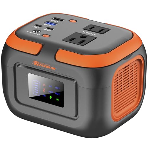 Portable Power Station 120W, Power Bank with AC Outlet, Portable Generator 97.6Wh External Battery Power Pack with USB C Input for Camping Home Van Life Adventure Backup - color: Grey Orange