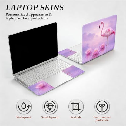 DEGDFSGR 12.1-15.6 Inch Universal Reusable Laptop Skin Sticker Decal, Waterproof Removable Protector for Notebook Cover, Scratch-Resistant Vinyl Cuttable Full Wrap Sticker, Pink Flamingo Lotus Flower - color: Pink Flamingo Lotus Flower
