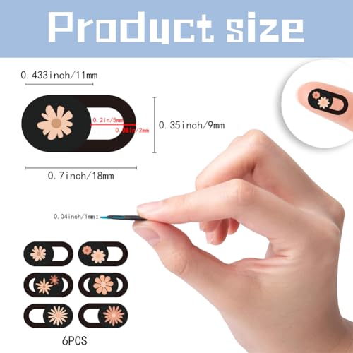 6Pcs 6 Styles Daisy Laptop Camera Cover Slide Flowers Privacy Guard Accessories, 0.04 Inch Ultra Thin Webcam Cover Protector Blocker for Desktop Computer Tablet Notebook Mini PC Office Use - color: April Daisy