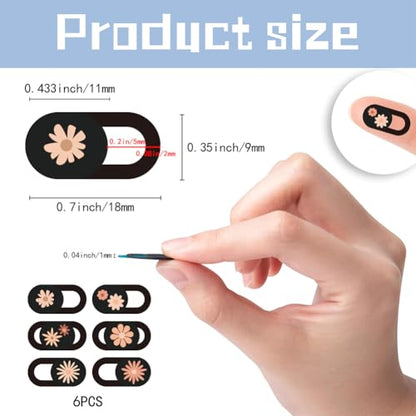 6Pcs 6 Styles Daisy Laptop Camera Cover Slide Flowers Privacy Guard Accessories, 0.04 Inch Ultra Thin Webcam Cover Protector Blocker for Desktop Computer Tablet Notebook Mini PC Office Use - color: April Daisy