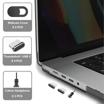 USB C Dust Plug and Headphone Plugs for Laptop Phone Port Protection Anti Dust Cover, MacBook Accessories Compatible with MacBook Pro/Air (Black)