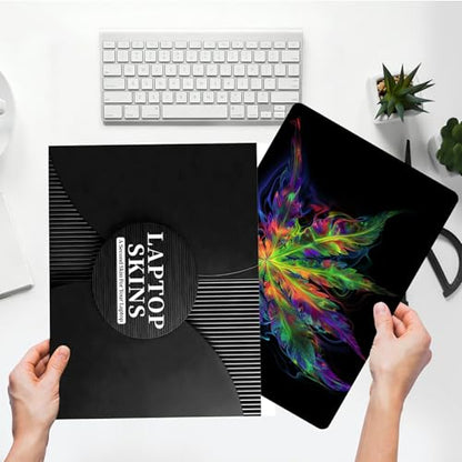 Universal Laptop Skin Sticker with 2 Wrist Pad Skins, Waterproof Scratch Resistant Vinyl Laptop Cover Decal, Cut to Fit for 11–15.6 Inch MacBook HP Dell Lenovo, Color Weed - color: Color Weed