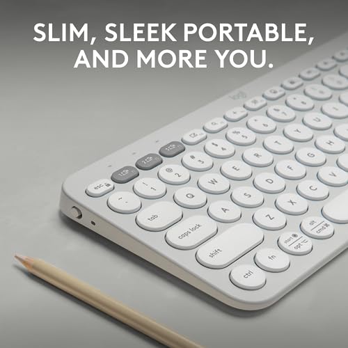 Logitech Pebble Keys 2 K380s Keyboard, Bluetooth, Wireless - Tonal White | Multi-device connectivity, customizable shortcuts, slim and portable, easy-switch for macOS, iPadOS, Android, Chrome OS - color: White
