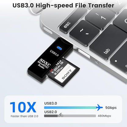 USB3.0 SD/TF Card Reader, USB 3.0 5Gbps High-Speed Dual Slot OTG Memory Card Adapter for TF/Micro SD/SD/SDXC/Micro SDXC/Micro SDHC Memory Cards, Compatible with MacBook Pro/Air (Black) - size: Card-Reader-3.0-Black