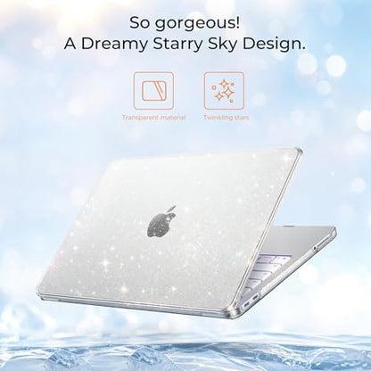 EooCoo for MacBook Neo Case 13 inch 2026, 100% Match Color, Sparkly Clear | Lightweight, Protective Hard Shell Case & Keyboard Cover & Screen Film, Model A3404 with A18 Pro Chip - color: Sparkly Clear