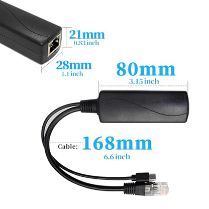 2.5G Type C PoE Splitter 5V/4A, 48V PoE to USB-C 5V/4A 20W Output, 2.5Gbps Ethernet Comply IEEE802.3af/at, Plug and Play for Smart Home/Pi 4B/4B+ (TYPEC0504G) - style: TYPEC0504G-X TYPE-C 5V/4A