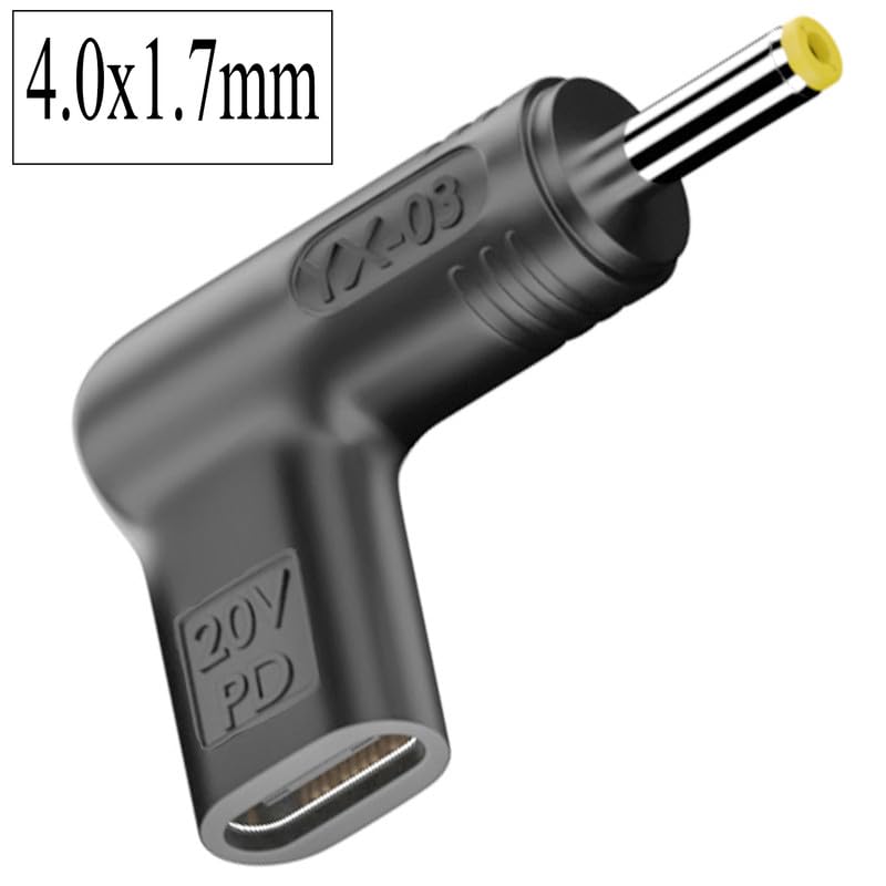 100W PD USB Type C to 4.0 x 1.7mm DC Adapter, 4.0x1.7mm to USB C Adapter 20V, Type USB C to 4.0 x 1.7mm Adapter Made for Lenovo Laptop Series - style: 4.0x1.7mm