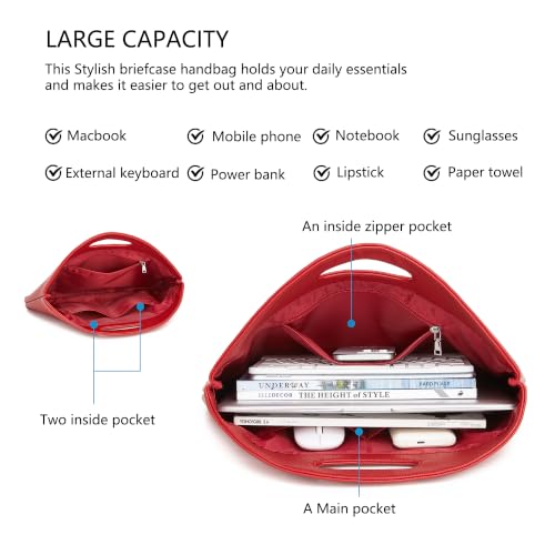 Official Document Computer Bag Stylishly Sleek with Multiple Compartments and Easy to Carry Design - color: Pomegranate Red/Pu