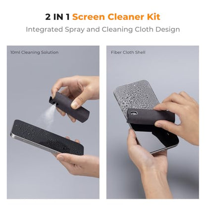 K&F CONCEPT 2-in-1 Screen Cleaning Tool, Includes 20ml Liquid, Grey & Pink | Powerful Cleaning,Wide-Angle Atomizing Nozzle, Fiber Cloth Shell,One Spray and One Wipe,Easy Clean,MM04