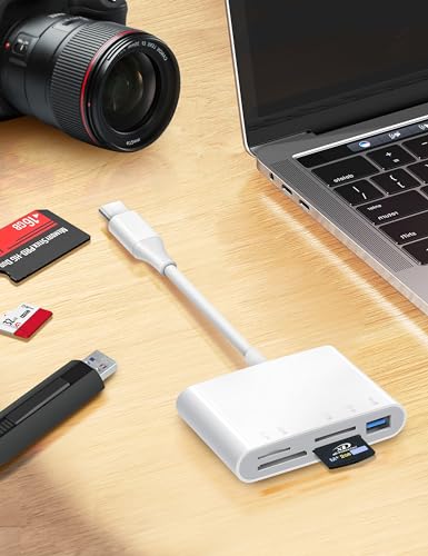 ChiaoPio USB C SD Card Reader, 5 in 1 USB-C to Memory Card Adapter with SD MicroSD MS Memory Stick XD Picture Slots & USB Female Port Compatible with iPhone 15 iPad Mac MacBook Pro/Air/Mini Laptop - size: 5 Port