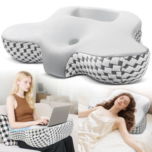 Multifunctional Memory Foam Pillows, Cervical Neck Pillow, Reading Pillow for Gaming Lap Desk Pillow for Laptop, Ergonomic Support Pillow for Sleeping, Gaming, Reading, Working