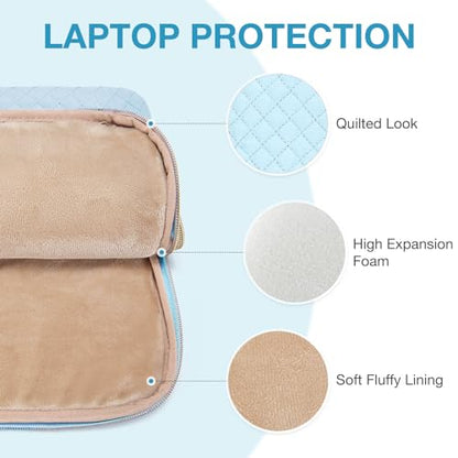 BAGSMART Laptop Sleeve 15-15.6 inch Case Protective Water-Resistant | Lightweight Laptop Bag for Women with Pocket and Handle, Compatible with MacBook, HP, Dell, Acer and Asus notebooks - color: Blue-Shoulder Strap, size: 15.6 Inch