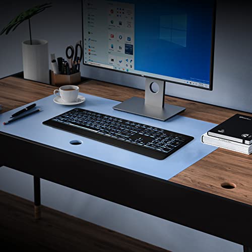 KOPJIPPOM Large Print Backlit Keyboard, USB Wired Computer Keyboard, Full Size Keyboard with White Illuminated LED Compatible for Windows Desktop, Laptop, PC, Gaming, Black