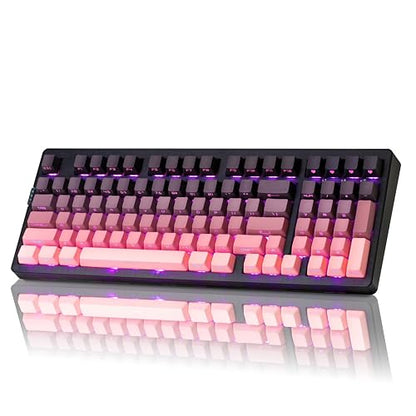 ZORNHER ZH980 Mechanical Keyboard Wireless,95% Pink Creamy Keyboard with Number Pad,Gaming Keyboard with Number Pad,Lighted Up PBT Keycaps,Creamy Sounding Linear Switches,Full Size - color: Blackberry, size: Creamy Switch
