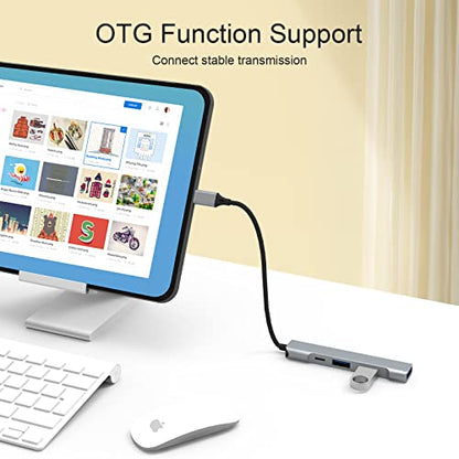 Lightning to USB Hub [Apple MFi Certified] 4-in-1 USB OTG Hub with 3 USB3.0 Port and Fast Charging Port for iPhone/iPad Compatible with Microphones/Flash Drive/Keyboard/Mouse/Sound Card