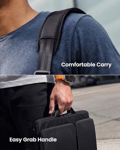 tomtoc 360° Protective Laptop Shoulder Bag compatible with The New Razer Blade Pro 17, HP Envy Laptop 17 Inch, Dell Inspiron 17 3000, ASUS ROG Zephyrus S 17.3 Inch, Notebook Bag with Accessory Pocket - color: Premium Black, size: 17-17.3 Inch