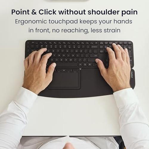 Contour Touch: Wireless Bluetooth Ergonomic Touchpad for Windows 10 & 11, Multi Touch & High Precision Glass Trackpad, Click Anywhere, 4 Programmable Shortcut Keys, Full Size Wrist Rest | Contour Touch: Wireless Bluetooth Ergonomic Touchpad for Windows 11