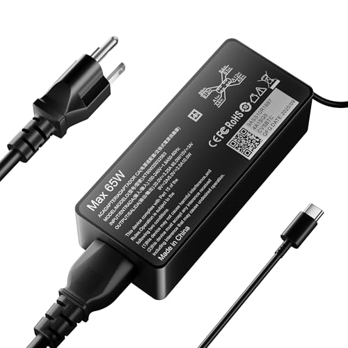 2026 New 65W USB C Laptop Charger, Compatible with Lenovo ThinkPad Chromebook X1 X13 T14 T15 E14 E15 T480s T490 E480 Yoga 7i 9i Thinkbook 13s 14 15 16 Plus G4, AC Power Adapter - size: KT60W200450B3