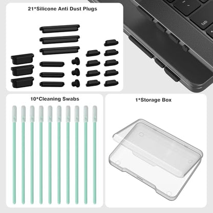 21PCS Anti Dust Dirt Plug Port Cover Compatible 2026-2021 MacBook Pro 14" 16" inch M5 M4 M3 M2 M1 Pro/Max A3426/A3428/A3434/A3112/A3185 Silicone Anti Dirt Protective Cover Accessories, Black - color: 21PCS