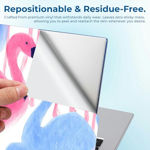Reusable Universal Laptop Skin Sticker, Cut to Fit for 11.6–15.6 Inch Laptops, Waterproof Protective Film, No-Residue - Pastel Flamingo - color: Pastel Flamingo