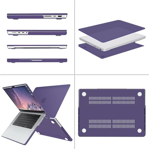 MOSISO Compatible with MacBook Pro 16 inch Case M5 M4 M3 M2 M1 2026-2021 | A3429 A3428 A3403 A3186 A2991 A2780 A2485, Protective Hard Shell Case&Keyboard Cover&Screen Film&Pouch, Imperial Purple - color: Imperial Purple