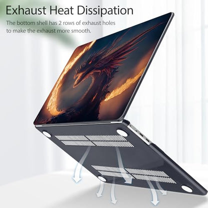 Tuiklol for MacBook Air 13 inch Case M5 2026 M4 2025 M3 2024 M2 2022 Release Model A3449 A3240 A3113 A2681,Plastic Hard Shell Cover for MacBook Air 13.6 with Touch ID, Fire Dragon - color: Fire Dragon