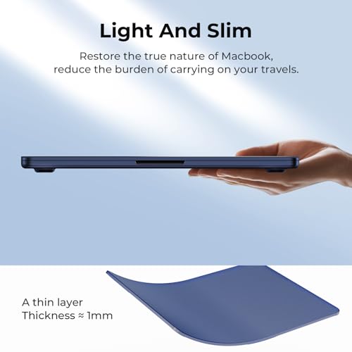 BlueSwan Flexible Case for MacBook Air 13 inch, M5 M4 M3 M2 2026-2022 | Anti-Scratch Protective Laptop Cover with Grippy Matte Texture, Seamless Fit and Lightweiht, Frosted Midnight - color: Frosted Midnight, size: Air 13.6-inch (2026-2022)