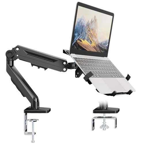 PUTORSEN Laptop Arm Mount Desk - Fits Max 18" Notebook and 40" Computer Screen, 2-in-1 Monitor Mount with Adjustable Laptop Tray, Hold Up to 26.5lbs