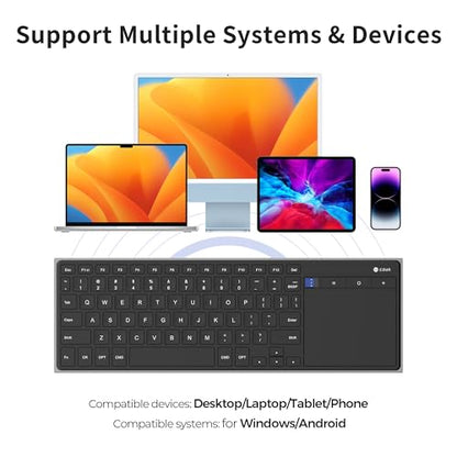 CZUR Portable Computer Keyboard with Trackpad, Rechargeable Bluetooth Keyboard with Touchpad, Wireless Ultra Slim Keyboard for PC/Laptop/Tablet/Phone, for Windows/Android
