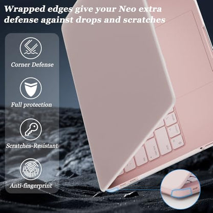 ProElife 3-in-1 for MacBook Neo,Matte Hard Shell, Sleeve & Keyboard Cover | Pink Laptop Case, Clear Keyboard Skin, Heat Dissipation, Precision Fit, Water-Resistant & Reusable, Complete Accessory Kit - color: Matte+Pink