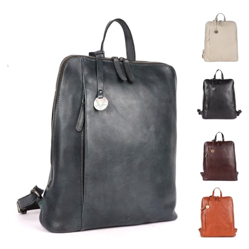 12.5 Inch Genuine Leather Backpack Purse For Women & Men | Grey Leather Backpack, Small Travel Bookbag With Adjustable Shoulder Strap, YKK Zipper, Mobile & Slip Pockets, 12.5 Inch - color: Grey