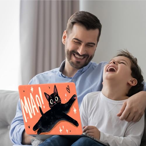 DEGDFSGR 12.1-15.6 Inch Universal Reusable Laptop Skin Sticker Decal, Waterproof Removable Protector for Notebook Cover, Scratch-Resistant Vinyl Cuttable Full Wrap Sticker, Funny Black Cat Miaow Print - color: Funny Black Cat Miaow Print