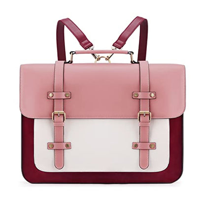 ECOSUSI Laptop Bag for Women Vegan Leather Messenger Bag Fashion Briefcase Computer Satchel Bag - color: Pink