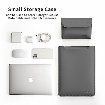 Laptop Sleeve Bag Compatible with MacBook 12 A1534/Air 11 13 M1 A2337/Pro 13 A2338, 11.6-12.3 Acer Chromebook/HP Stream/ASUS/Surface Pro 8/7/6/X/5/4/3, PU Bag with Small Case, Grey - color: Gray, size: 12-13.3 inch