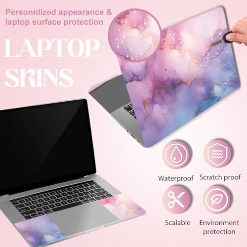 SUPERDANT Imitation Marble Laptop Skin Pinkish Purple Laptop Sticker PVC Computer Stickers Waterproof Art Decal Protector 12" 13" 13.3" 14" 15" 15.4" 15.6" Notebook Art Decal Protector Pink Blue - color: Pink+blue