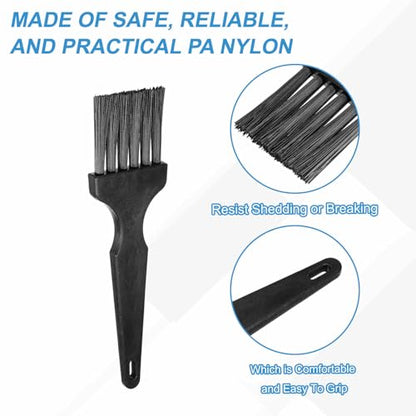 HARFINGTON 4pcs Antistatic Brush 40x40mm Portable PP Handle Nylon Anti Static Cleaning ESD Brushes for Electronics Computer Keyboard, Black