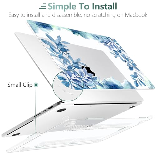 TWOLSKOO Compatible with MacBook Pro 14 inch Case M5 2026 2025-2021 Release M4 M3 M2 M1 Pro/Max Chip, Plastic Hard Shell & Keyboard Cover & Screen Protector & Trackpad Film, Blue Floral - color: Blue Floral