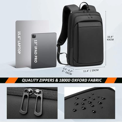 FENRUIEN Work Backpack for Men, Water Resistant Expandable Backpack with USB C Charging Port, Black 15.6 Laptop Backpack - size: 15.6 Inch, style: Business