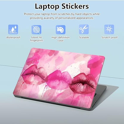 Universal Laptop Skin Sticker with 2 Wrist Pad Skins, Waterproof Scratch Resistant Vinyl Laptop Cover Decal, Cut to Fit for 11–15.6 Inch MacBook HP Dell Lenovo, Lips - color: Lips