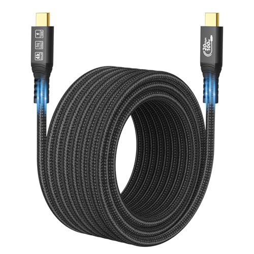 Long Type C to C Cable 16.4FT, 20Gbps/100W/USB C 3.2 Gen 2, 4K@60Hz Video and Audio Output Cord, 20V/5A USB C to C Male Connection, Suport Thunderbolt 3 for MacBook Pro, Dell, Arzopa, Galaxy - size: 5 m, style: USB 3.2 Straight