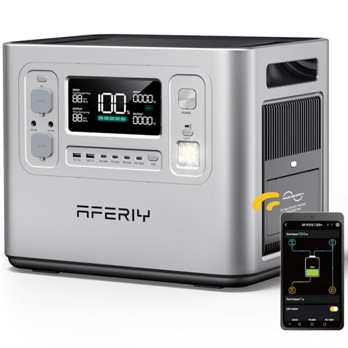 AFERIY P210 Portable Power Station 2400W (4800W Peak),2048Wh LiFePO4 Battery Generator with 1100W AC Charging & 500W Solar Charging,for Home Backup,Outdoor Camping, RVs, Emergencies, Power Outages | 3500+cycle LiFePO4 Battery,300W XT60 DC Output,10ms UPS