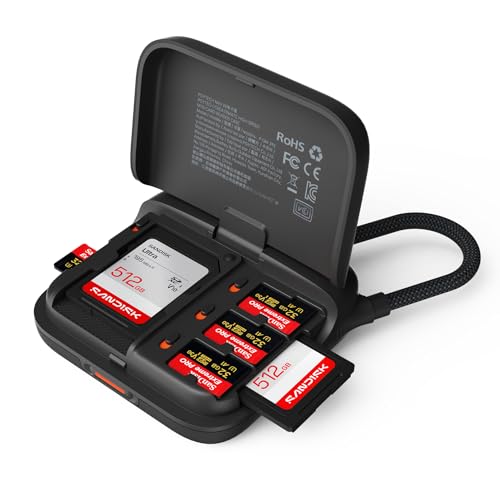 PGYTECH Mini SD Card Reader Case, 2-in-1 UHS-II SD 4.0/Micro SD Card Reader | CreateMate High-Speed Dual-Slot Transfer/USB 3.1/Type-C with 6-Slot Storage Portable, for Camera/Drone/Phone/Pocket 4, Black - color: Classic Black