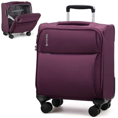 Hanke 16 Inch Underseat Carry On Luggage with Spinner Wheels Airline Approved, Small Rolling Suitcase Softside Underseater Lightweight TSA Travel Roller Suitcase Carry-On Bag(Purple) - color: Purple, size: 16 Inch Underseat
