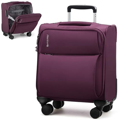 Hanke 16 Inch Underseat Carry On Luggage with Spinner Wheels Airline Approved, Small Rolling Suitcase Softside Underseater Lightweight TSA Travel Roller Suitcase Carry-On Bag(Purple) - color: Purple, size: 16 Inch Underseat