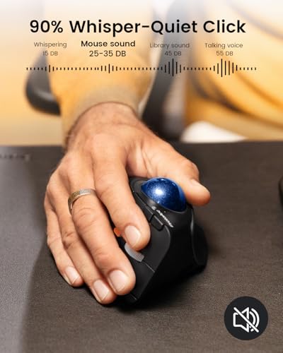 ProtoArc EM05 NL Wireless Vertical Trackball Mouse, 5 DPI Levels, Blue | 62° Vertical Design Supports a Natural Wrist Posture, Connect 3 Devices Via Bluetooth/2.4G USB-A, 500mAh Rechargeable Battery - color: Blue